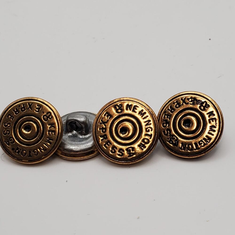 4 Vintage Kemington Express 20 ga Shotgun Shell Brass‎ Buttons Shank Back 5/8"